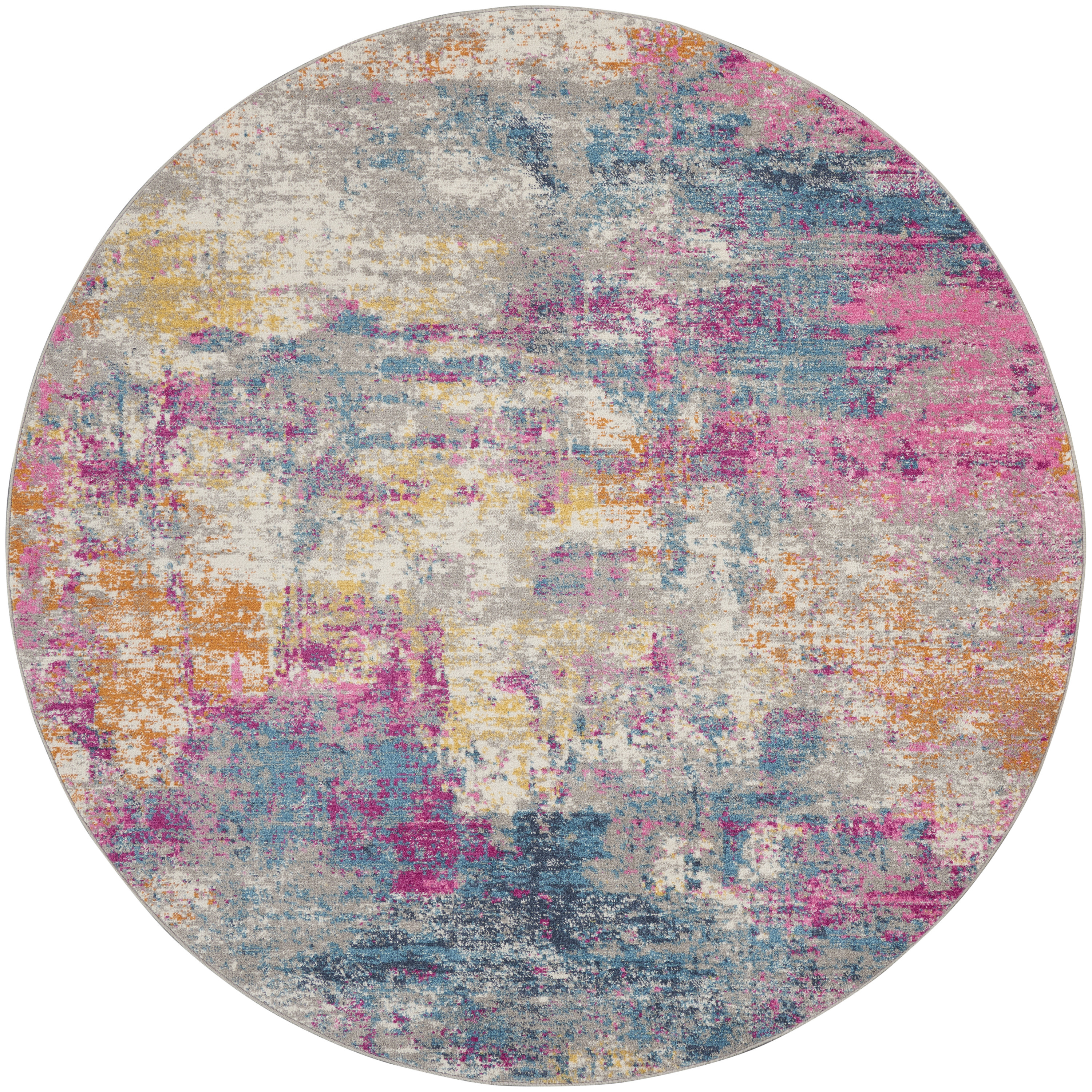 Nourison Passion 8' x Round Ivory Multicolor Modern Indoor Rug