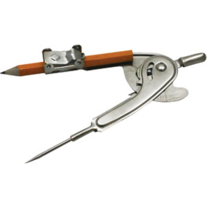 Ball Bearing Compass with Golf Pencil, Up To 12 Inch Diameter, Silver