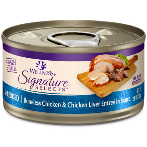 Wellness CORE Signature Selects Shredded Chicken & Chicken Liver in Sauce Front packaging