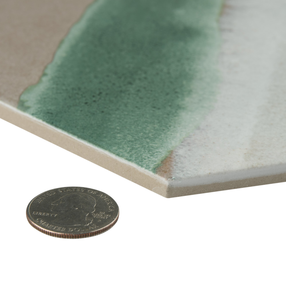 Matter Hex Canvas Taupe Green 7-7/8 in. x 9 in. Porcelain Floor and Wall Tile