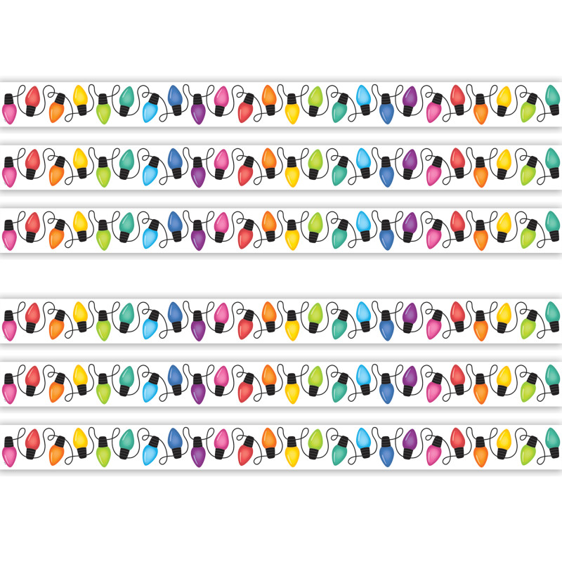 Colorful Holiday Lights Die-Cut Border Trim, 35 Feet Per Pack, 6 Packs