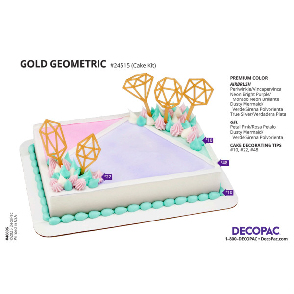 Gold Geometric Cake Decorating Instruction Card