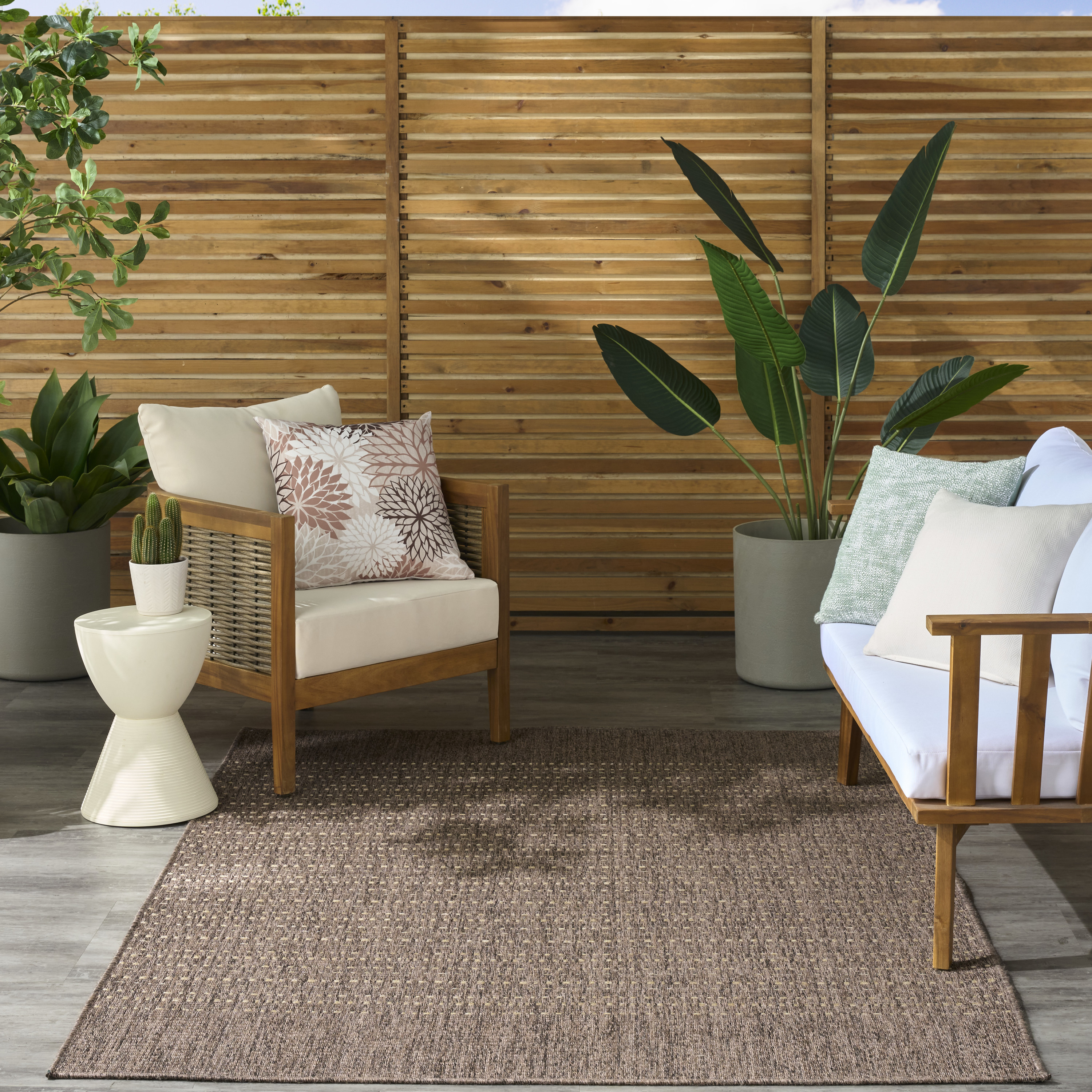 Nourison Tulum 5'3" x 7' Brown Outdoor Rug