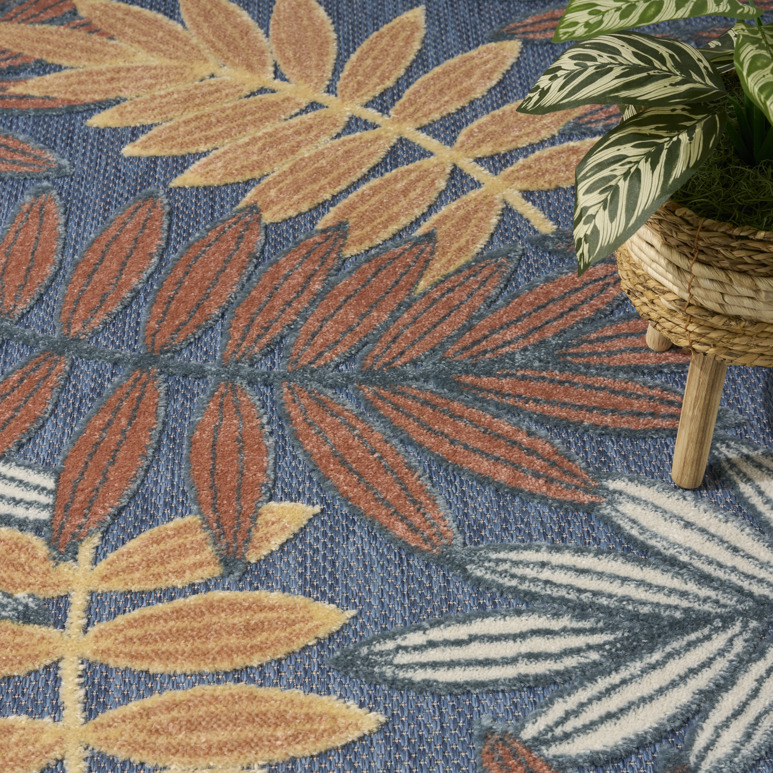 Nourison Aloha 7'10" x 10'6" Blue Rose Modern Rug