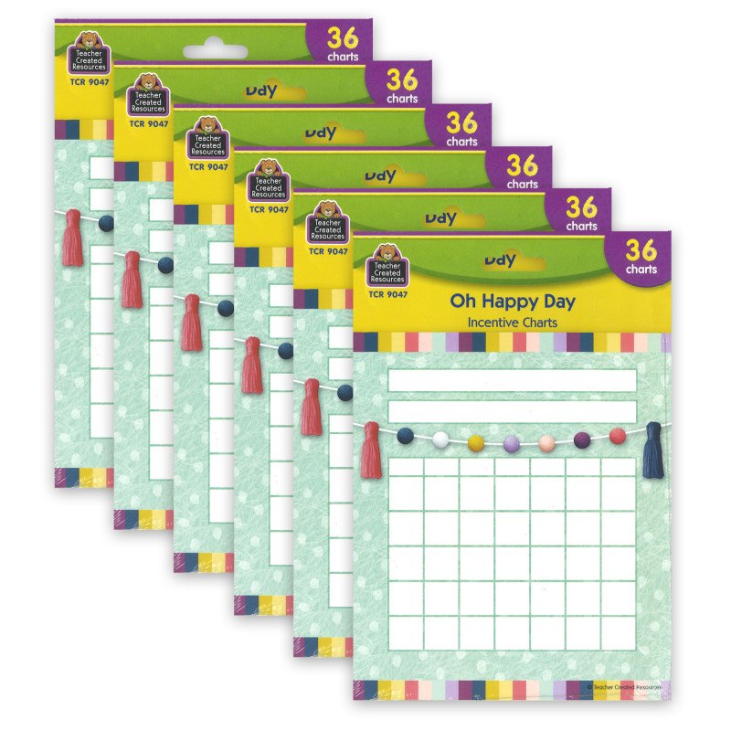 Oh Happy Day Incentive Charts, 36 Per Pack, 6 Packs