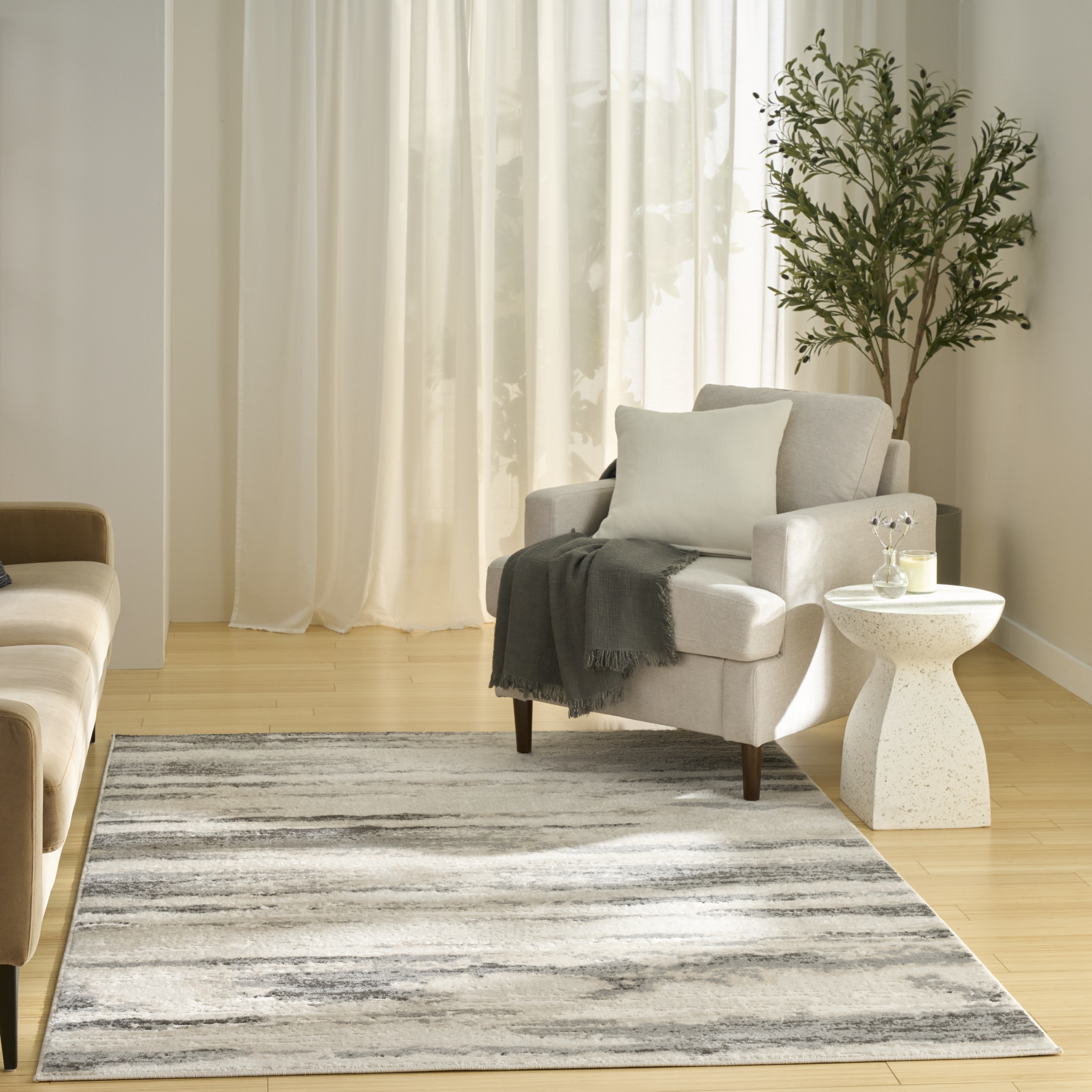 Nourison Serenity Home 5'3" x 7'3" Grey Multicolor Modern Indoor Rug