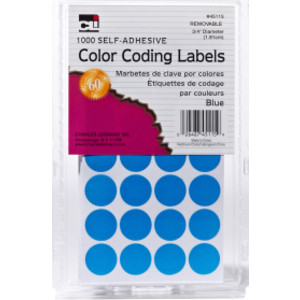 Color Coding Dots, Self-Adhesive Labels, 0.75 Inch Diameter, Blue, Box of 1000