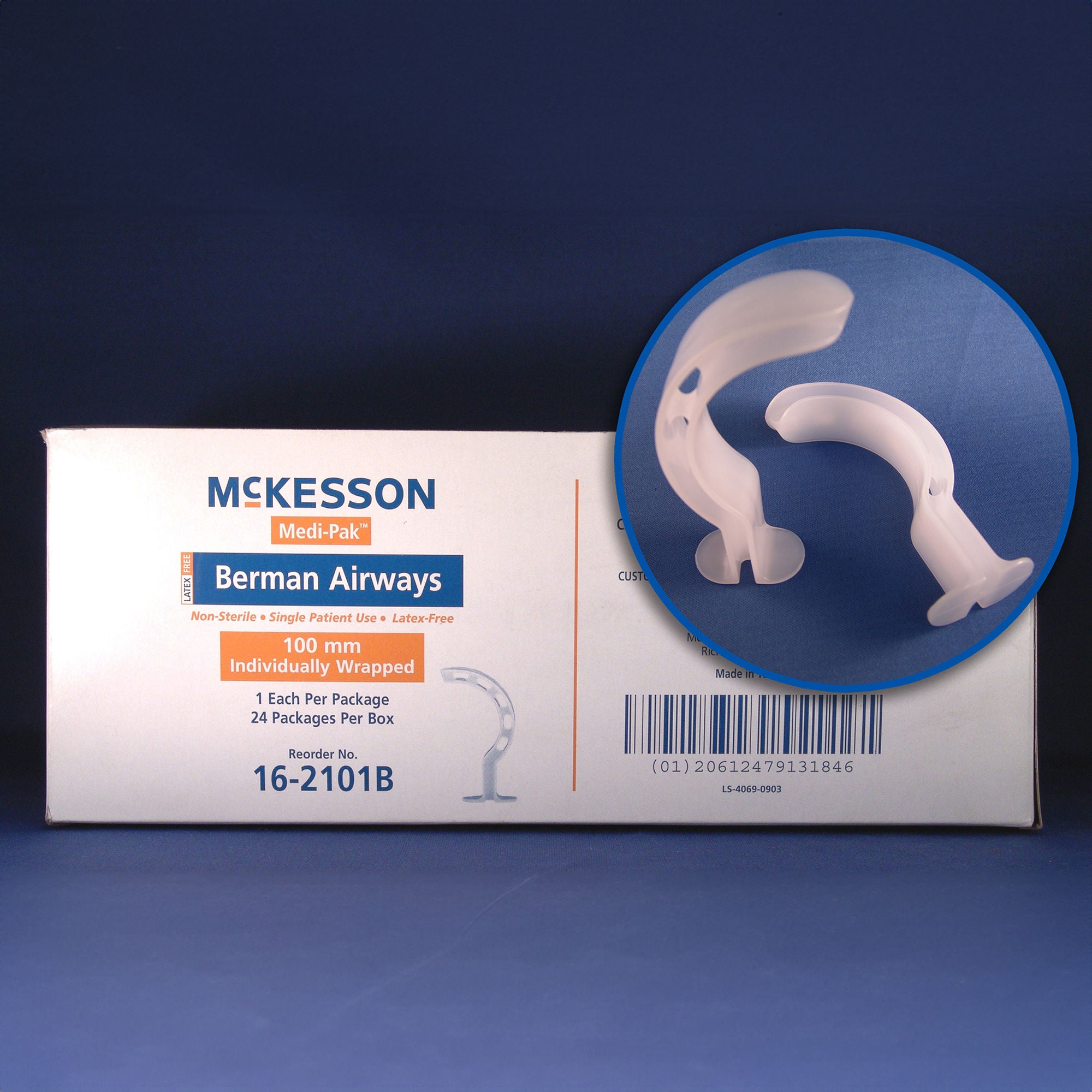 McKesson Berman Oropharyngeal Airway, Size 5, 100 mm Length, ISO 10