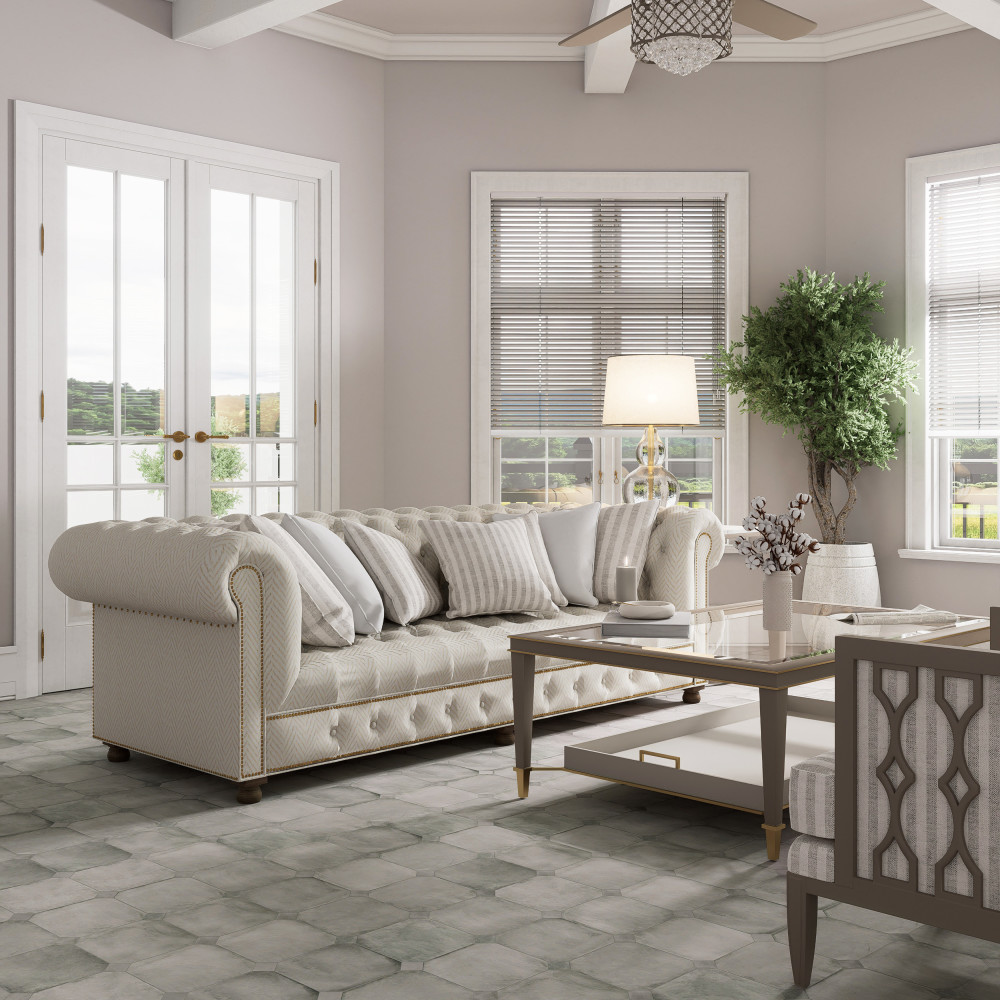 Laverton Octagon Gris with Taco Gris 7-7/8 in. x 7-7/8 in. Porcelain Floor and Wall Tile