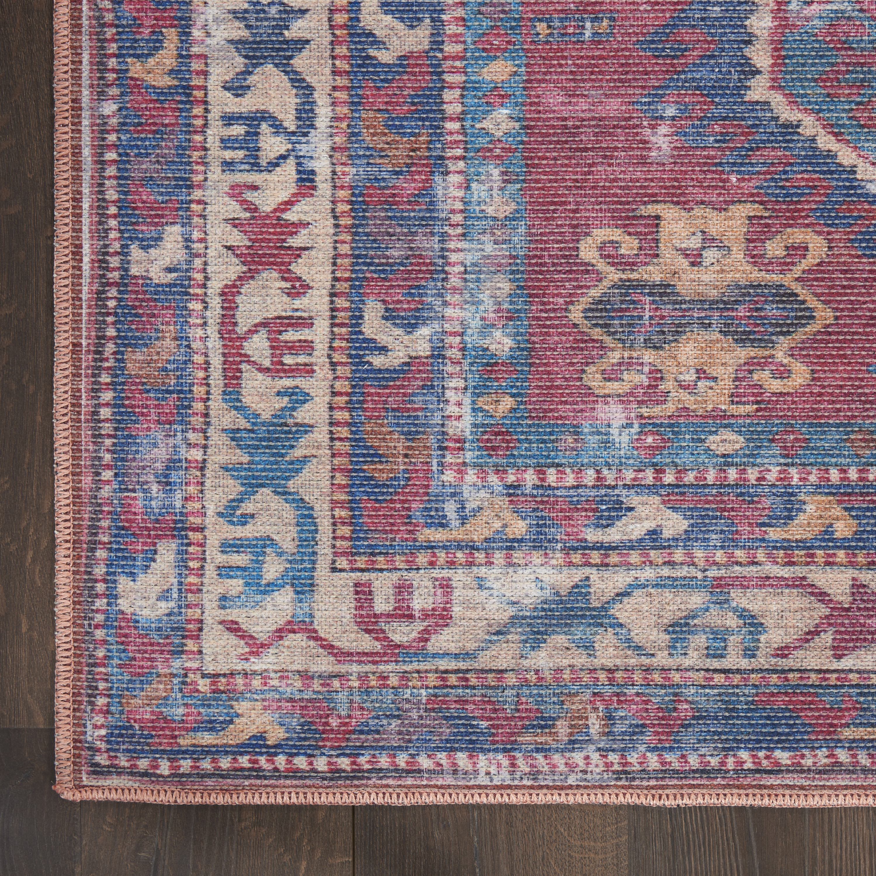 Nourison New Concept Washables 2' x 3'9" Red Navy Vintage Indoor Rug