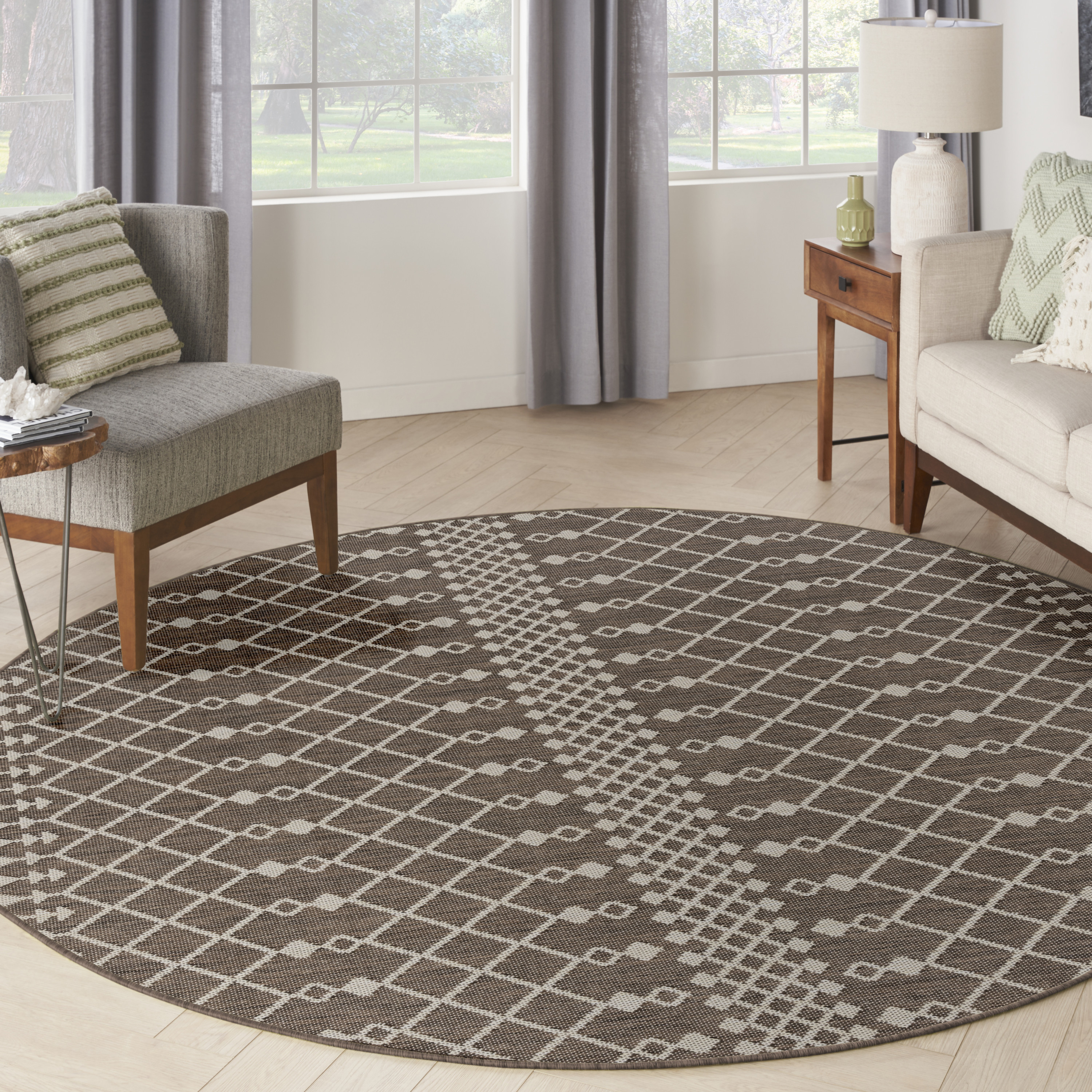 Nourison Positano 6' x Round Natural Modern Rug