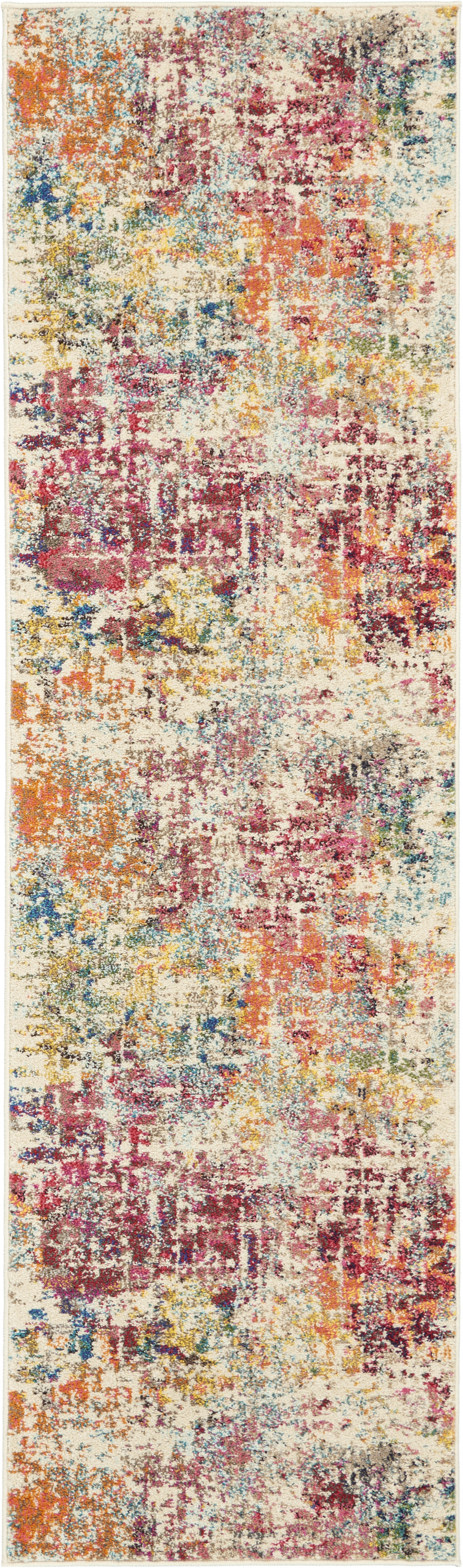 Nourison Celestial 2'2" x 7'6" Pink Multicolor Modern & Contemporary Indoor Rug