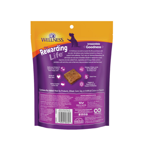 Wellness Rewarding Life Chicken & Venison back packaging