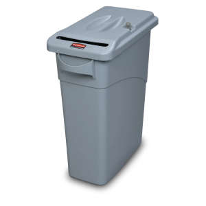 Rubbermaid Commercial, Slim Jim®, Confidential Document, 16 gal, Resin, Gray, Rectangle, Receptacle
