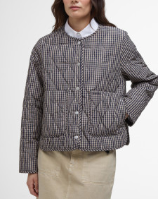 Check Monroe Quilted Jacket Navy/Sand Gingham