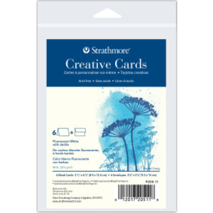 Creative Cards & Envelopes, Flourescent White with Deckle Edge, Anniversary Size, 3.5x4.875 inch, 6 Pack