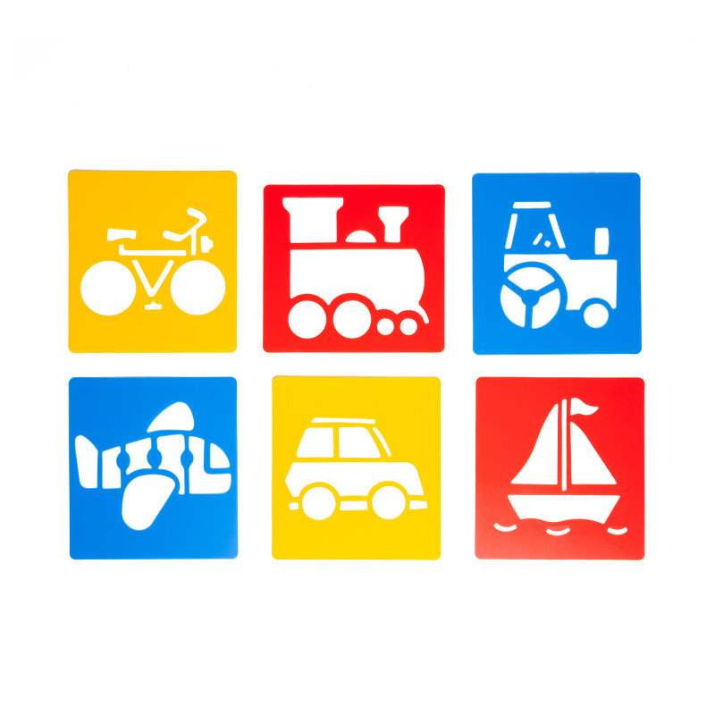 Transportation Stencils, Plastic, 6 Count