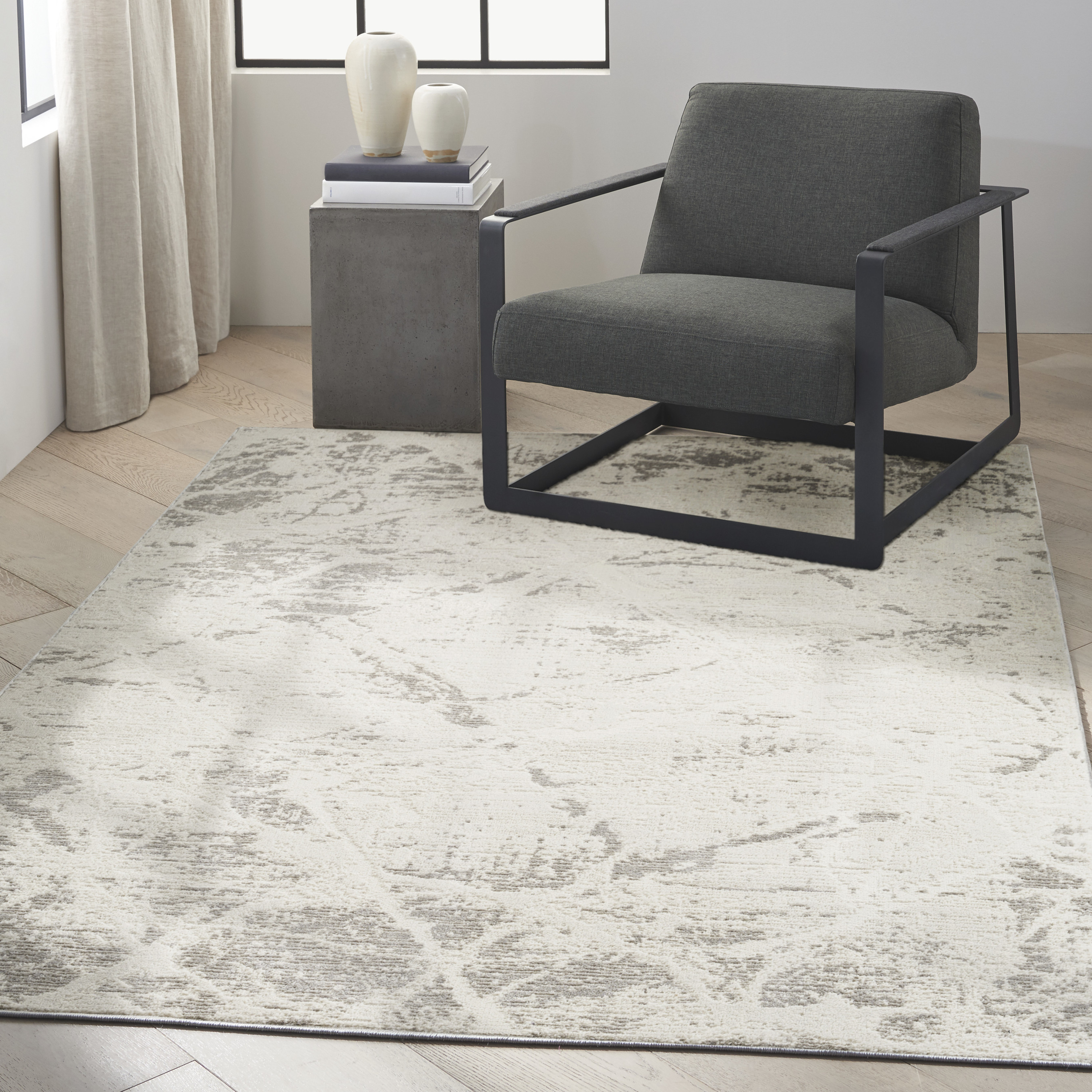 Calvin Klein CK029 Captivating 5'3" x 7'3" Cream Grey Modern Indoor Rug