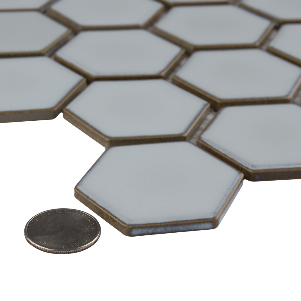Hudson Due 2″ Hex Silk White 10-7/8 in. x 12-5/8 in. Porcelain Mosaic Tile