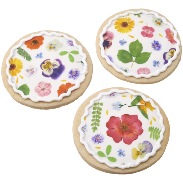 Bright Pressed Flowers PhotoCake® Edible Image® Strips
