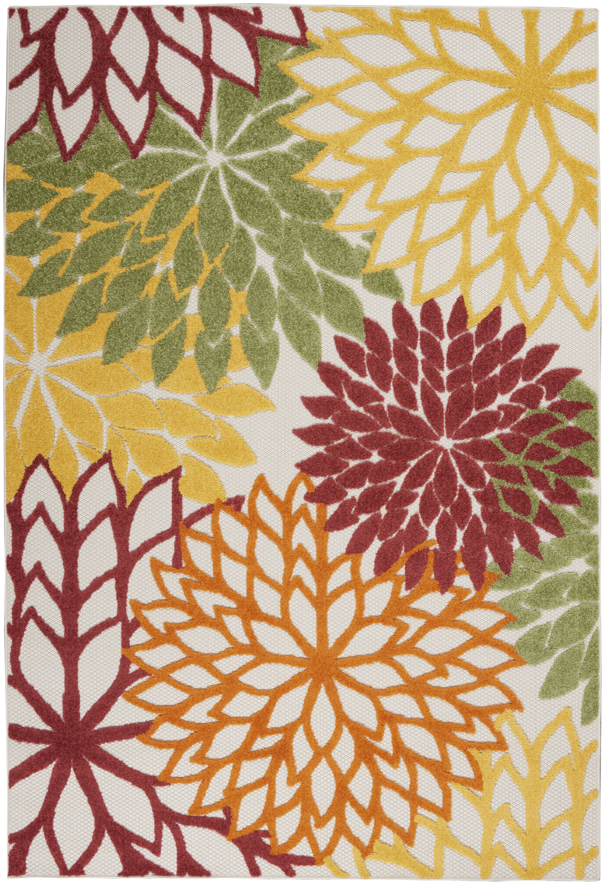 Nourison Aloha 6' x 9' Red Multicolor Tropical Rug
