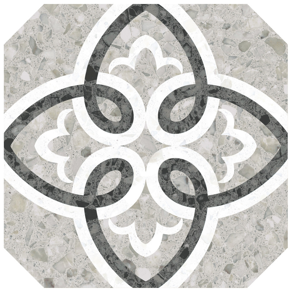 Riviera Octagon Garde Gris 7-7/8 in. x 7-7/8 in. Porcelain Floor and Wall Tile