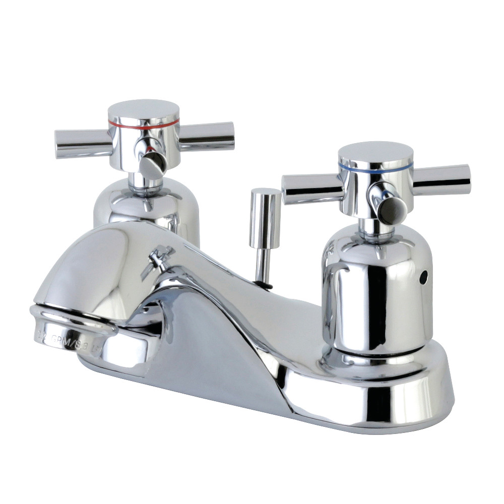 Double-Handle 4 inch Centerset Bathroom Faucet with Pop-Up Drain, Polished Chrome with 2 Finish Options