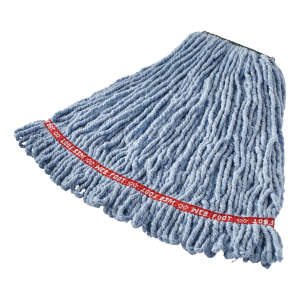 Rubbermaid Commercial, Web Foot®, Blend Looped-End Wet Mop Head with 1" Headband, 20 oz, Blue