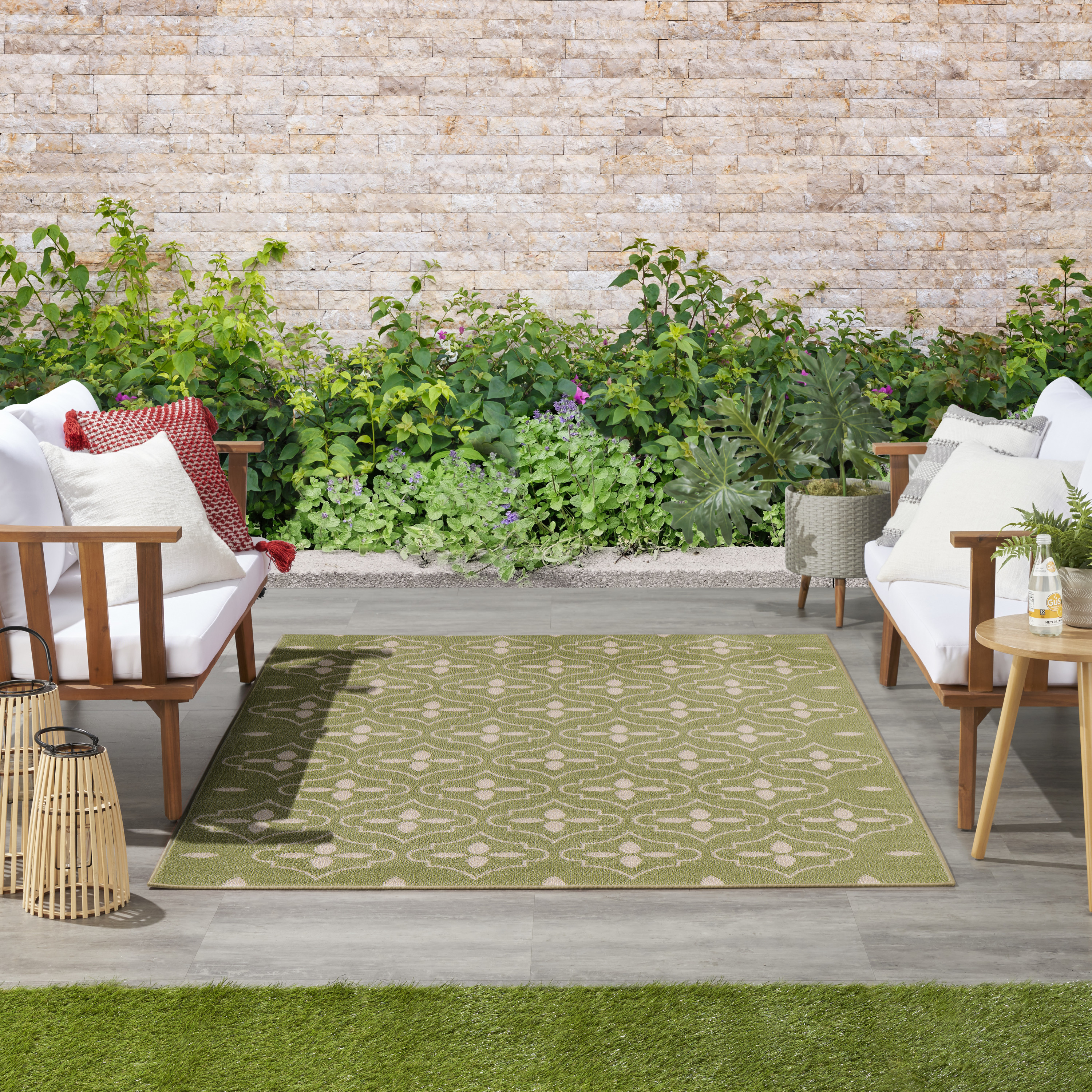 Nourison Nourison Essentials 4' x 6' Green Ivory Modern Rug