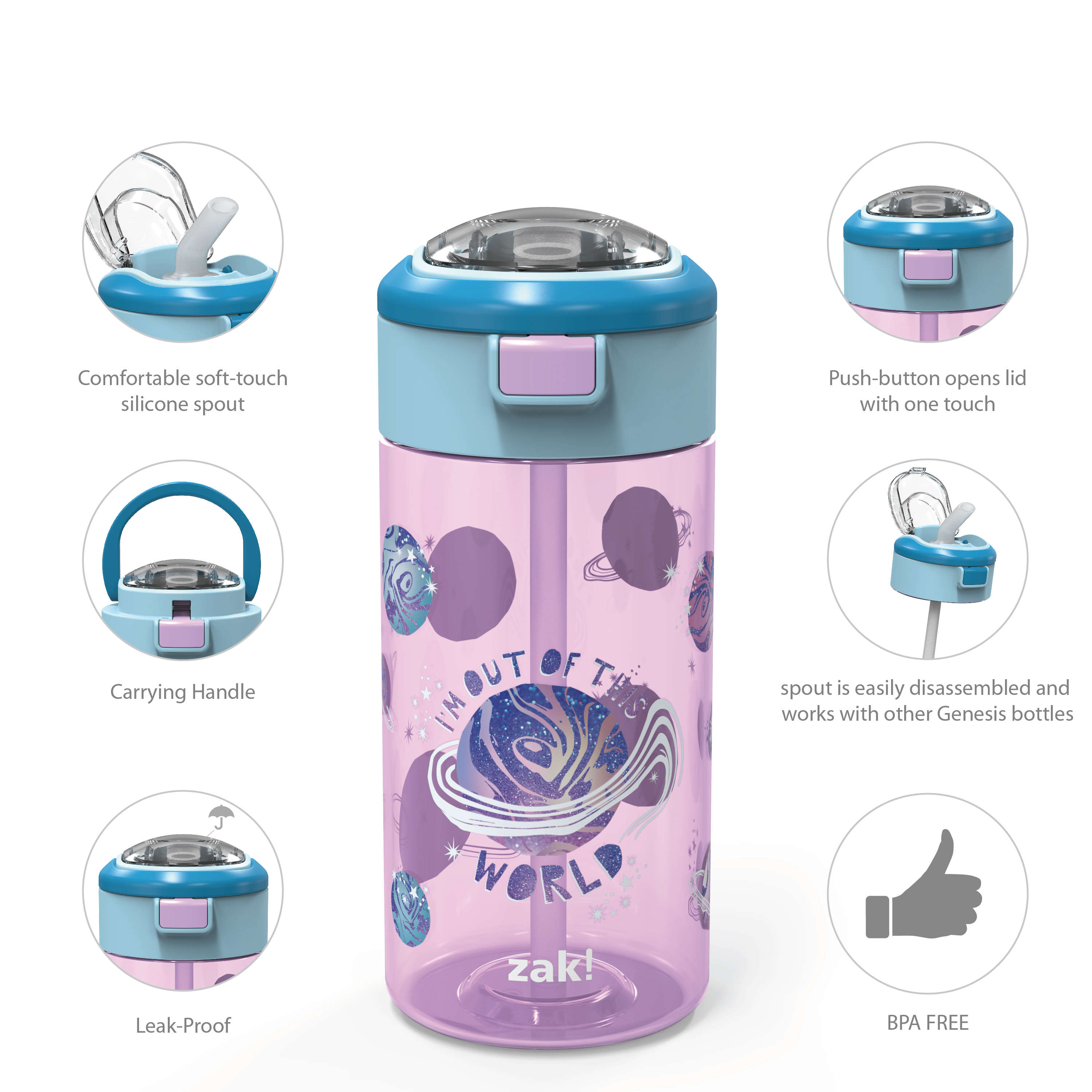 Genesis 18 ounce Water Bottles, Planet, 2-piece set slideshow image 9 Genesis 18 ounce Water Bottles, Planet, 2-piece set slideshow image 9