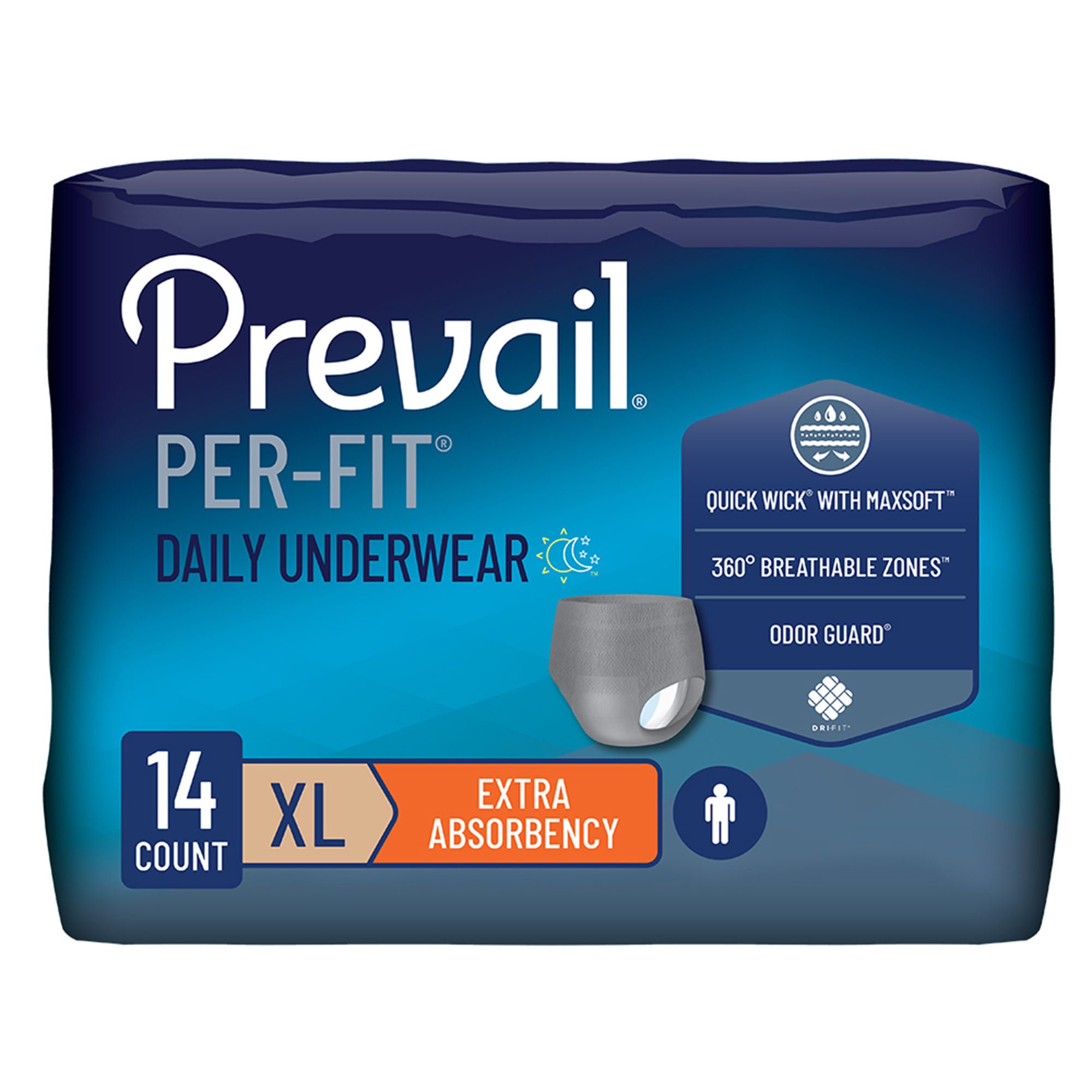Prevail® Per-Fit® Men Adult Moderate Absorbent Underwear, X-Large, White