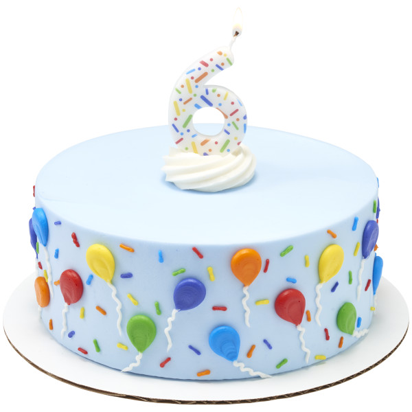 6 Rainbow Sprinkle Numeral Candles