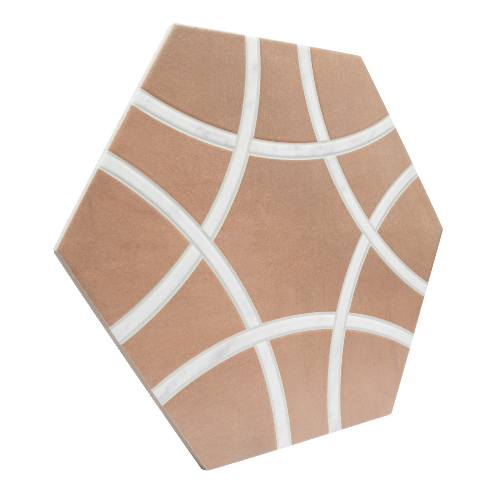 Sample – Bari Hex Terra Deco Porcelain Floor and Wall Tile