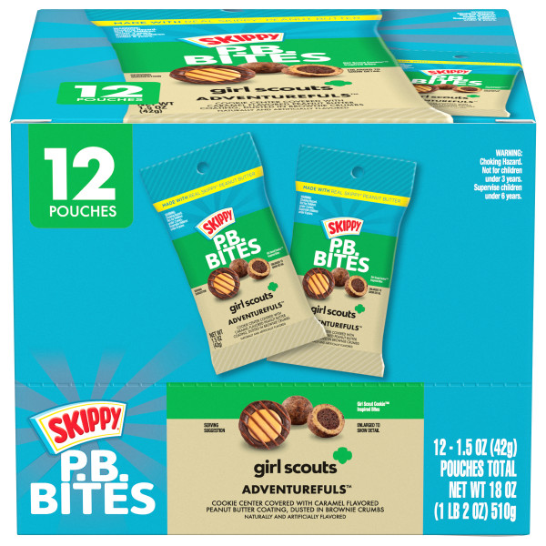 SKIPPY(r) P.B. Bites Adventurefuls, 1.5 oz. Pouch . C1C1 - Front Center In Package (Hi Res)