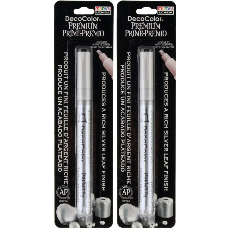 DecoColor® Premium Paint Marker, 250-S, Leafing Tip, Silver, Set of 2