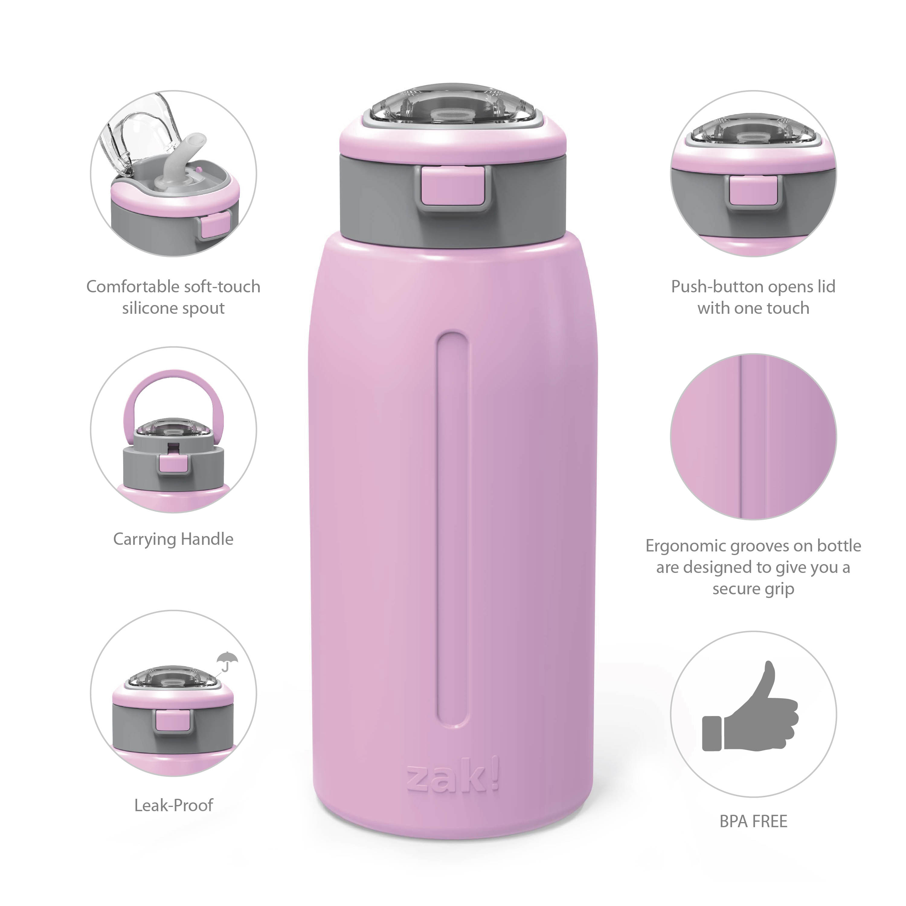 Genesis 32 ounce Stainless Steel Water Bottles, Lilac slideshow image 7