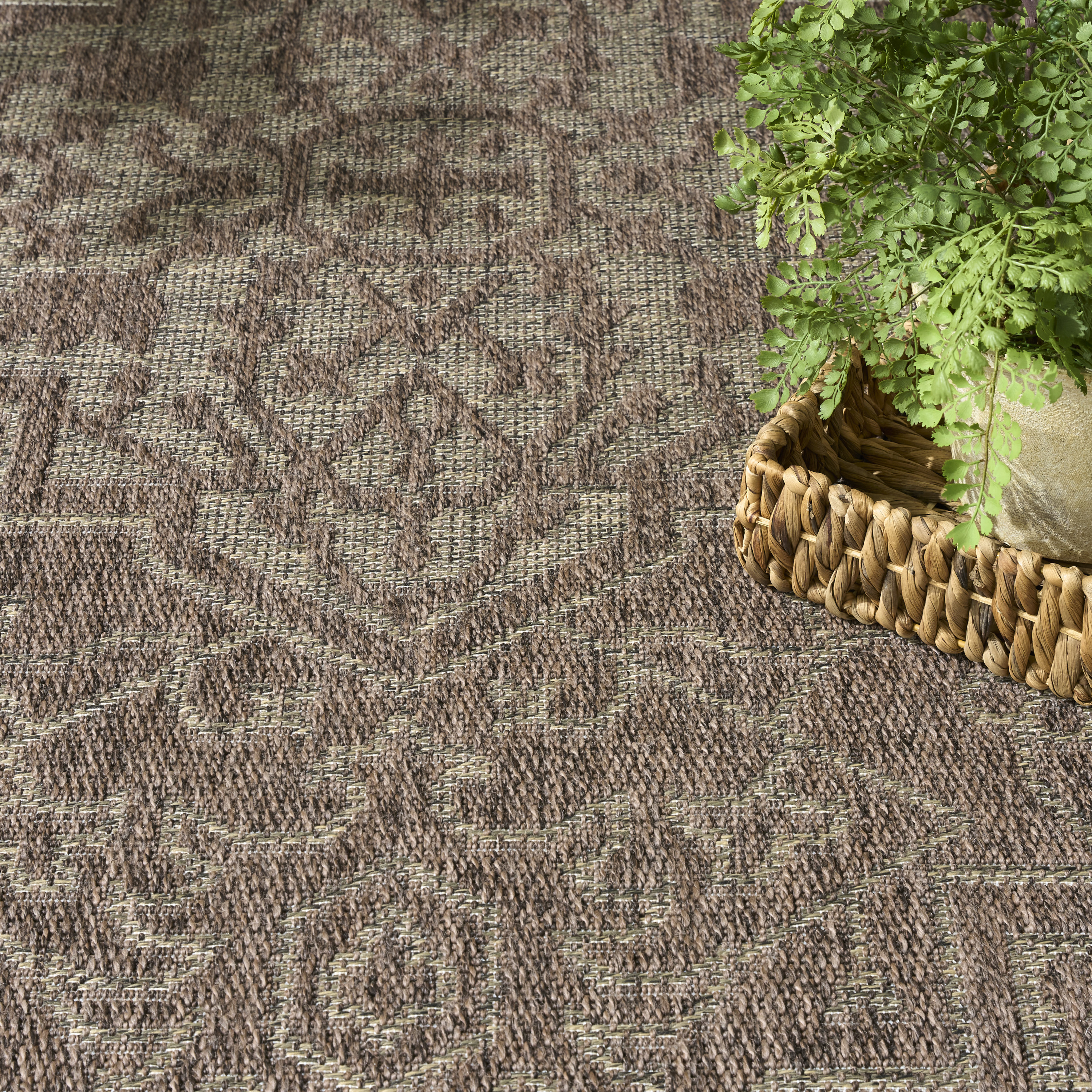 Nourison Tulum 8' x Round Brown Outdoor Rug