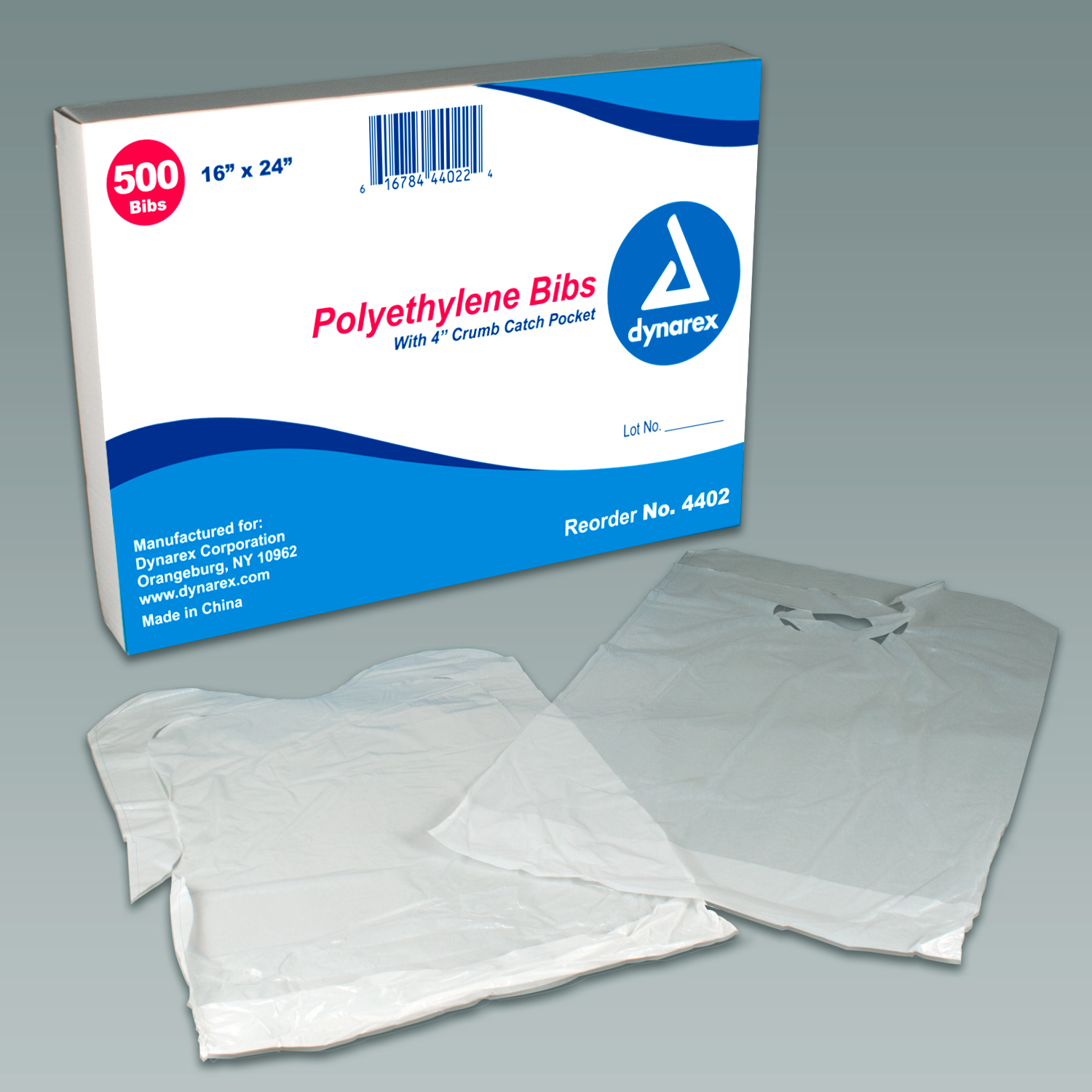 Polyethylene Bibs w/ 3in Crumb Catch Pocket - 16 x 24in