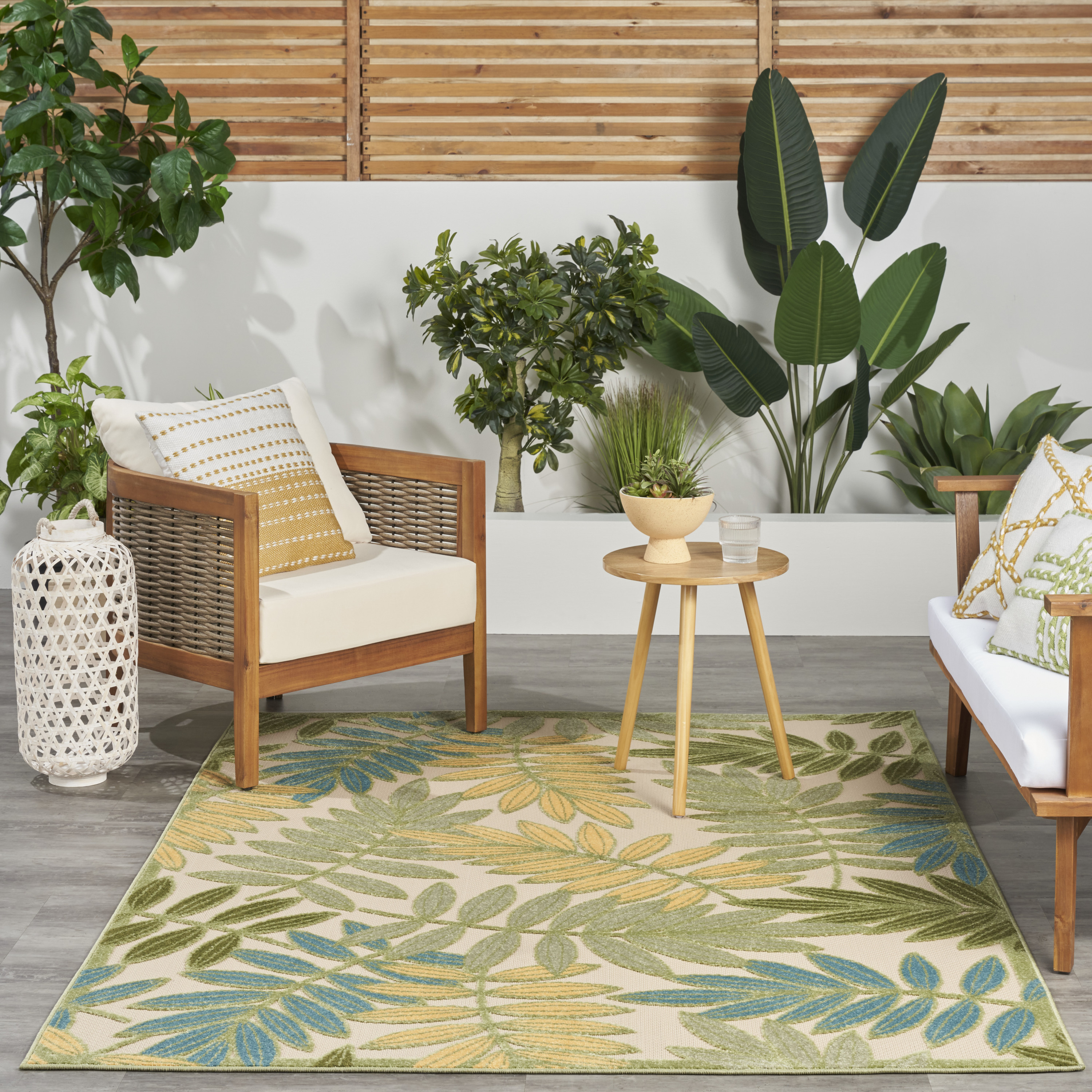 Nourison Aloha 6' x 9' Green Multicolor Outdoor Rug