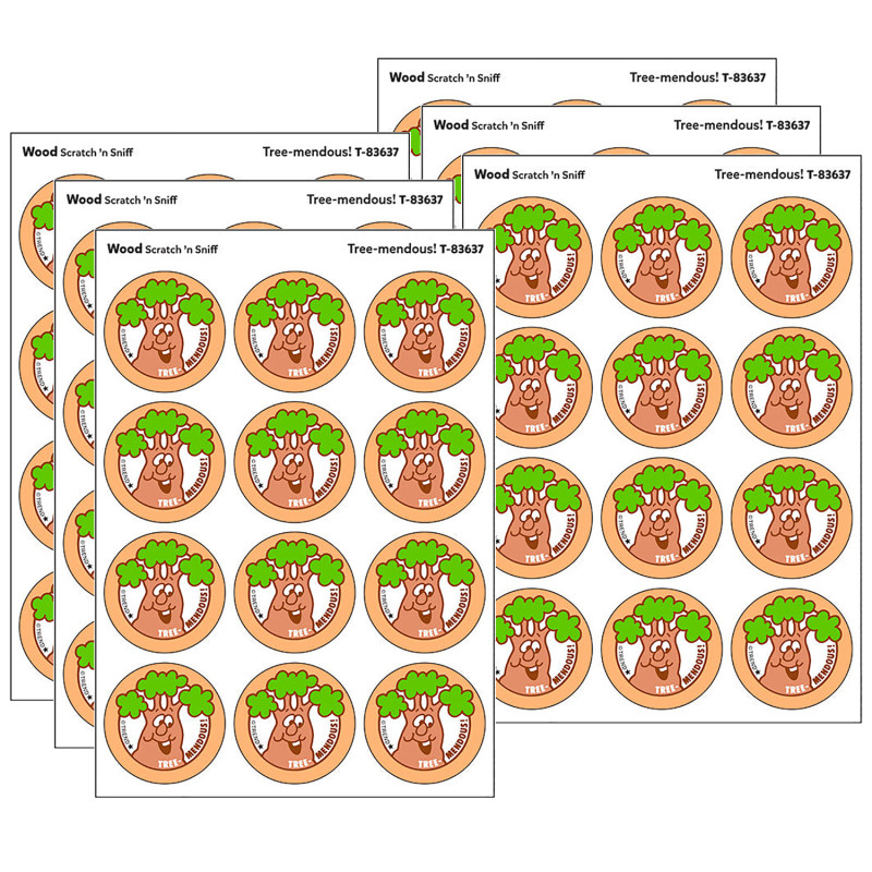 Tree-mendous!/Wood Scent Retro Scratch 'n Sniff Stinky Stickers®, 24 Per Pack, 6 Packs