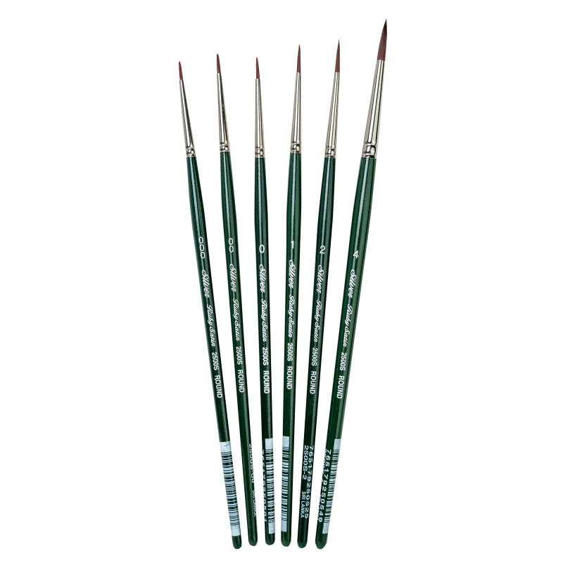 Ruby Satin Small Rounds, 6 Brushes