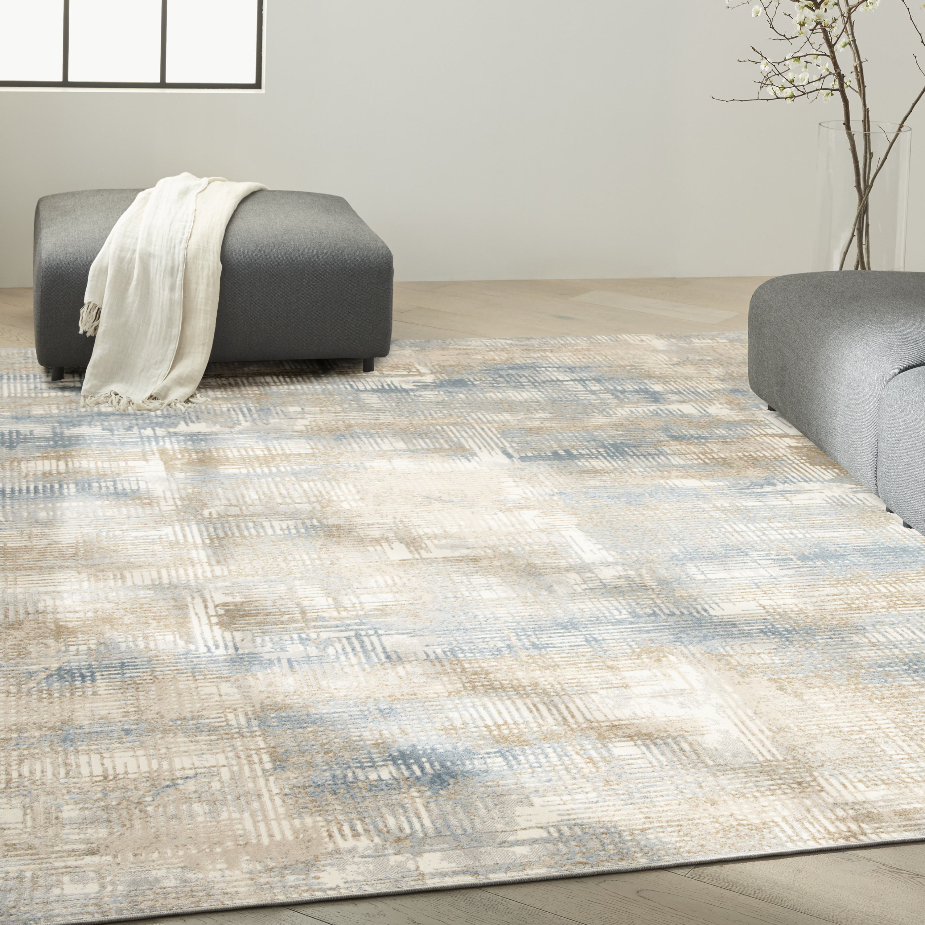 Calvin Klein CK950 Rush 9' x 12' Blue Beige Modern Indoor Rug