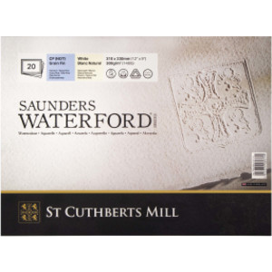 Saunders Waterford Watercolor Block, Cold Pressed, White, 140lb/300gsm, 20 Sheet, 12x9 inch, 1 Count
