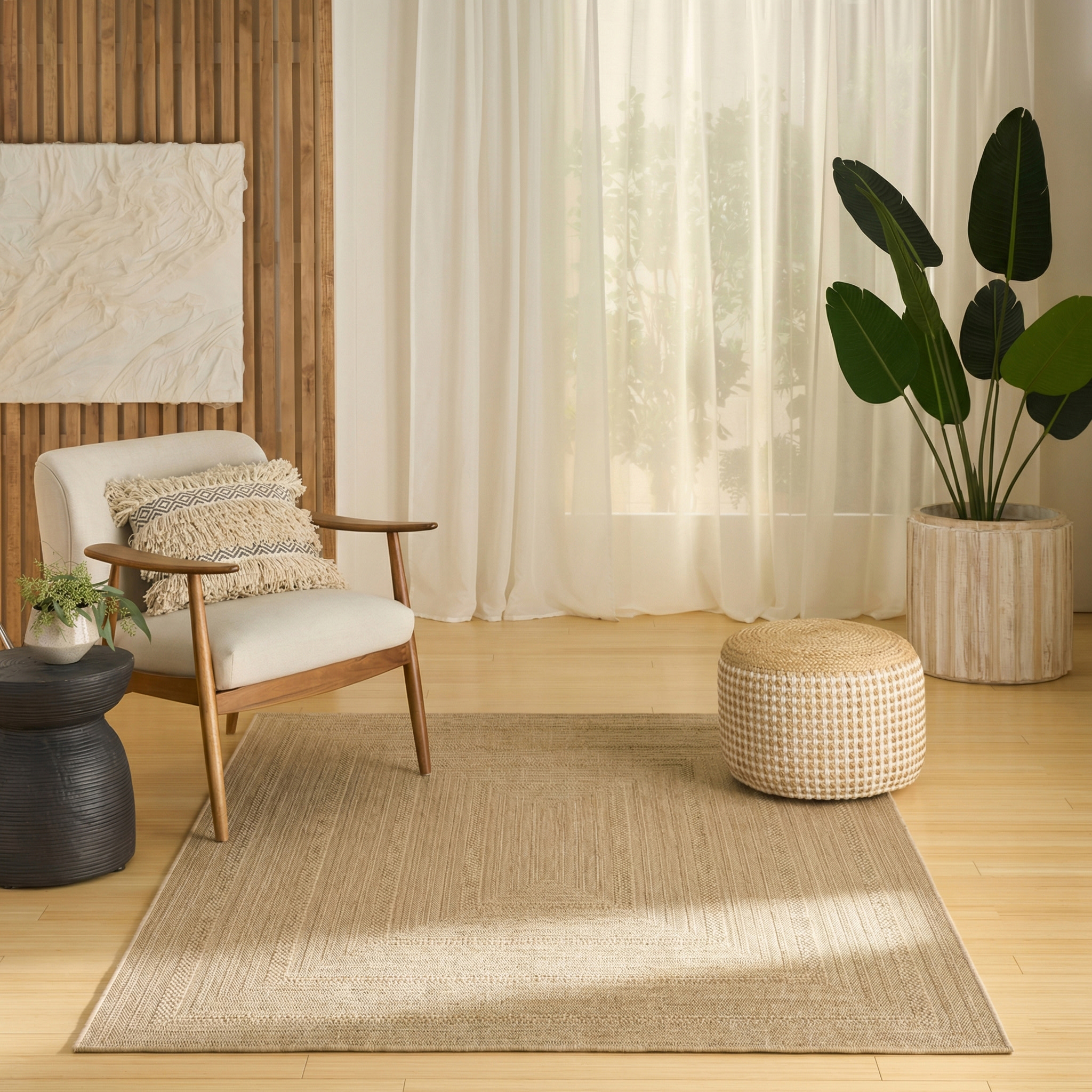 Nourison Tulum 6' x 9' Taupe Grey Outdoor Rug