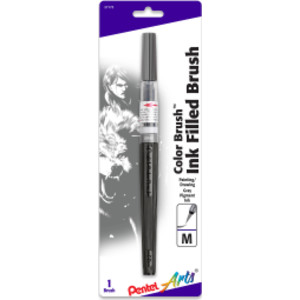 Color Brush with Water-Based Ink, Medium Tip, Gray, 1-Pack