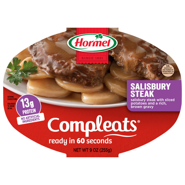 HORMEL(r) COMPLEATS(r) Salisbury Steak, 6/9oz. . C1N1 - Front No Plunge In Package (Hi Res)