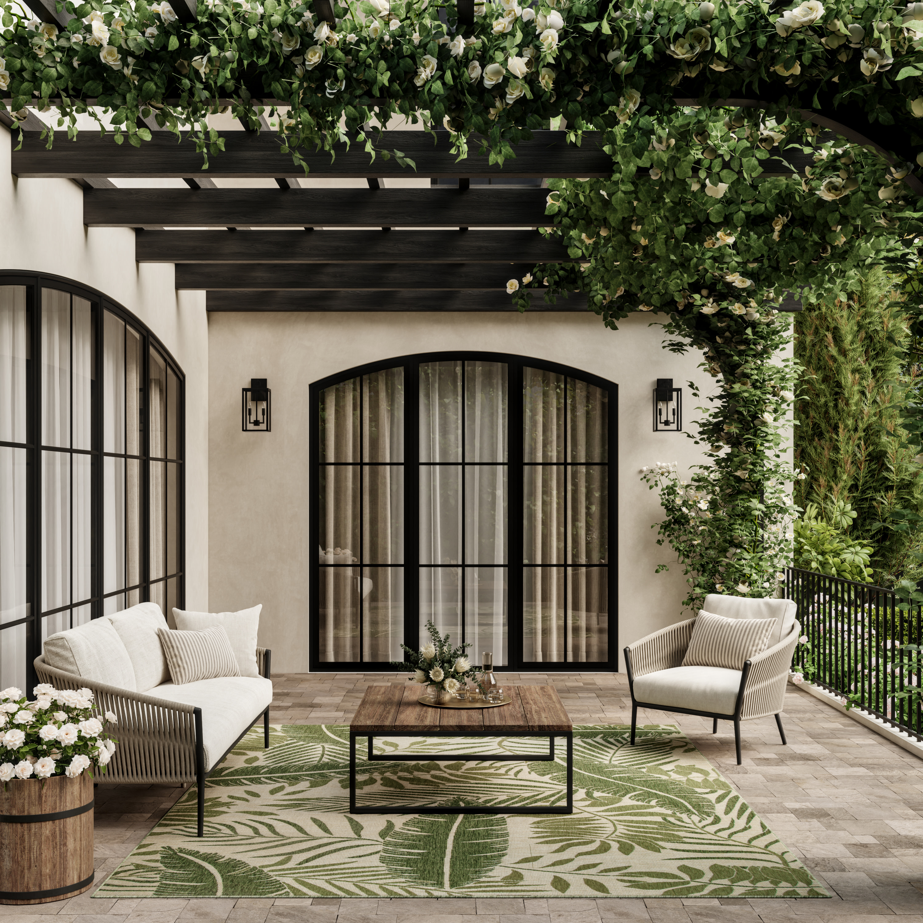 Nourison Garden Oasis 6' x 9' Ivory Green Outdoor Rug