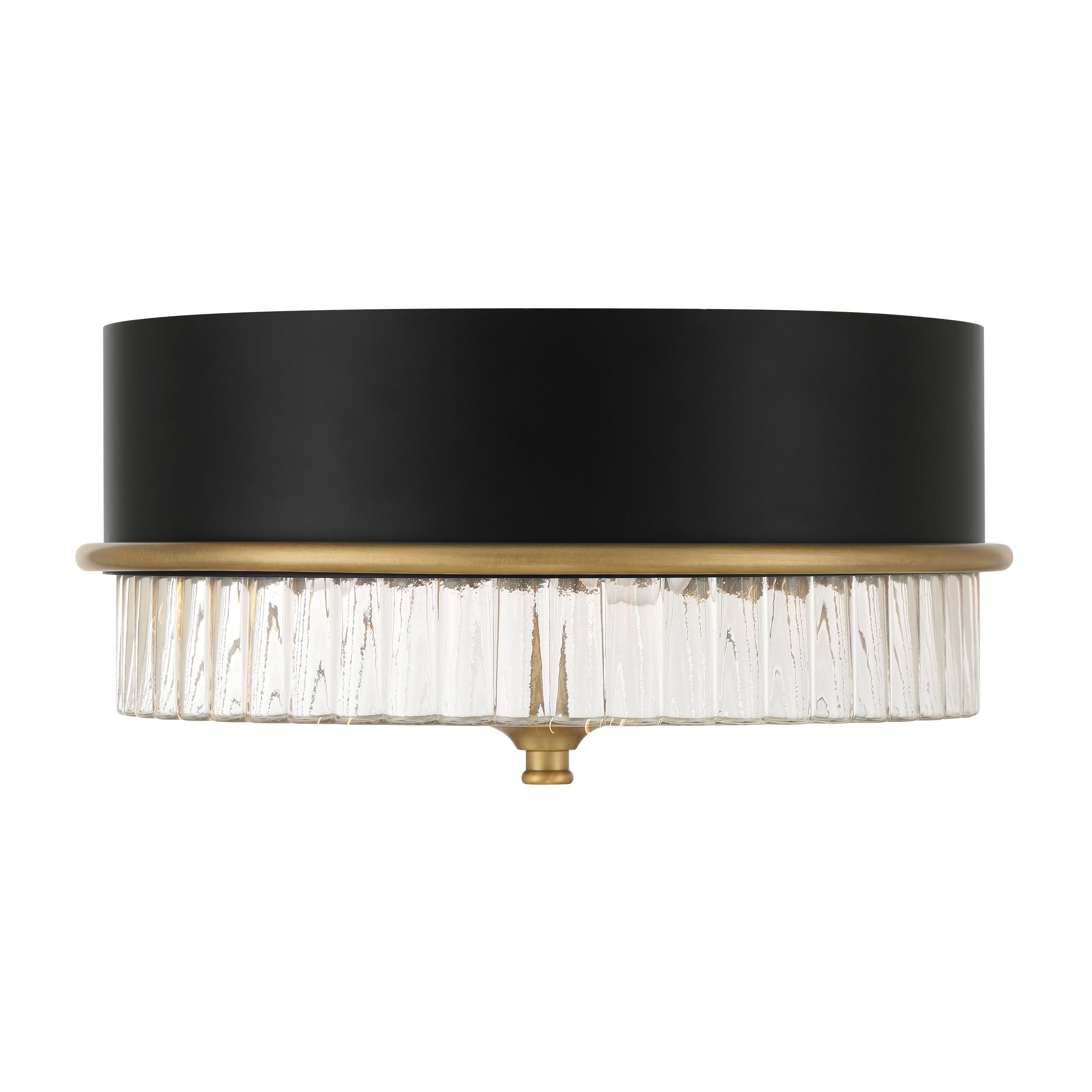 The Stamford combines Legacy Brass warmth with Dark Matte Black accents for a sophisticated transitional look. Its 15-inch profile and 7.25-inch height make it ideal for rooms with standard ceilings. - alternate view