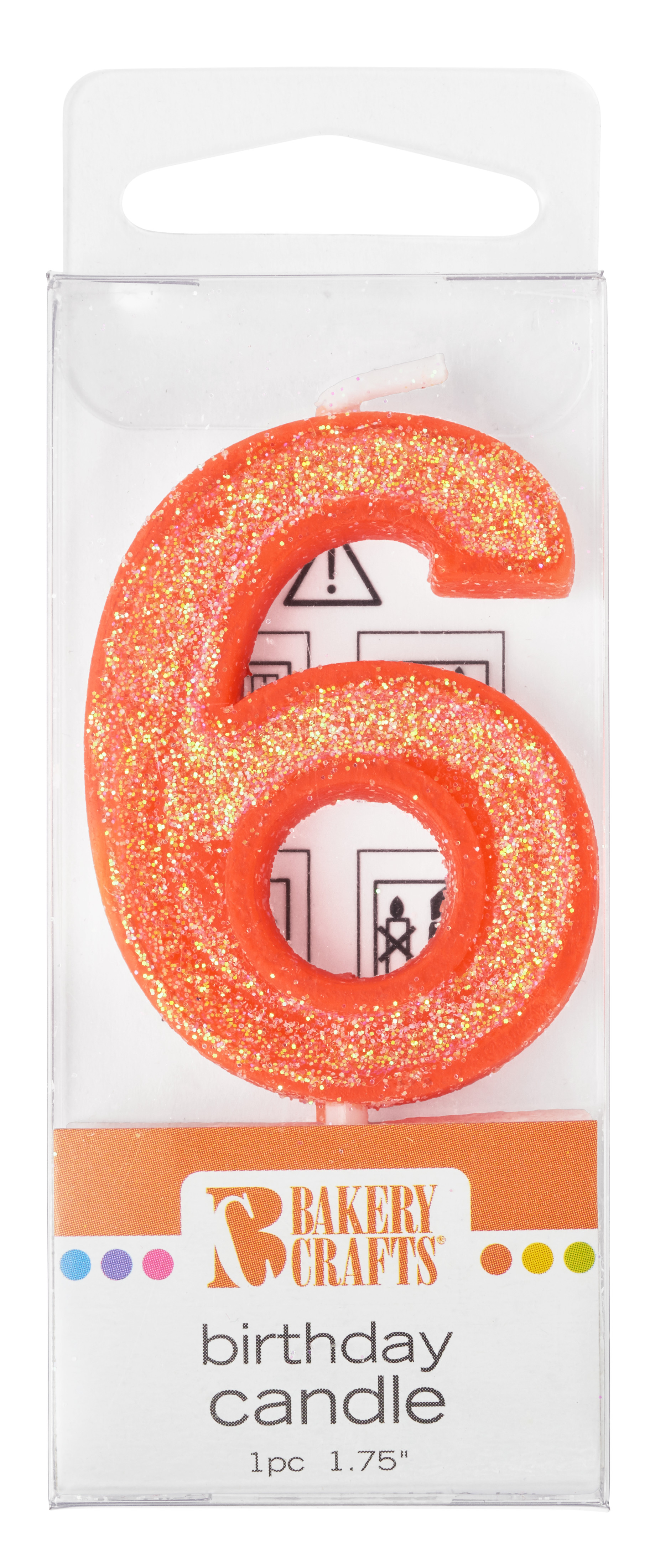 Bakery Crafts '6' Glitter Numeral  Candles  DecoPac