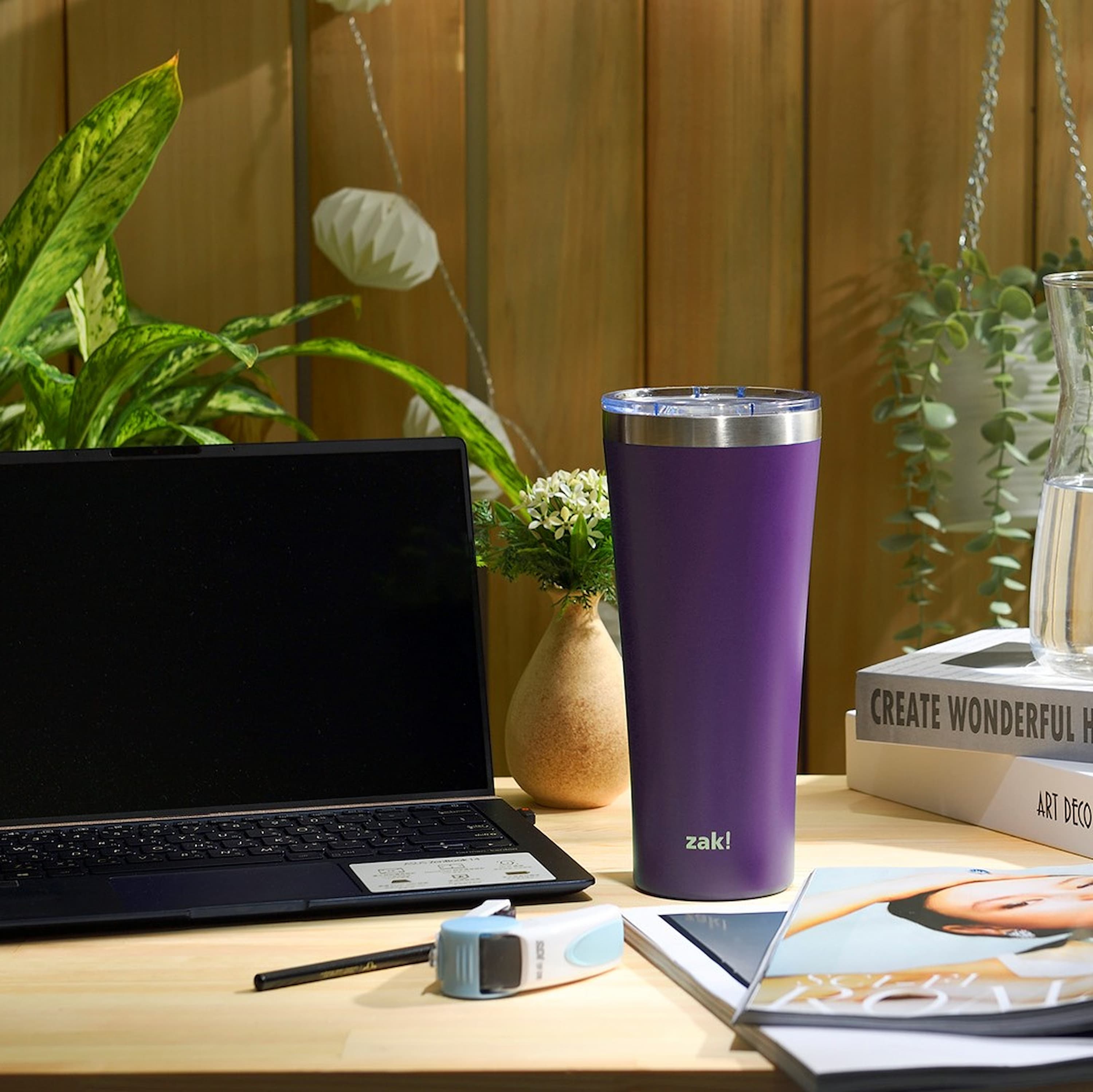 Alpine 30 ounce Stainless Steel Vacuum Insulated Tumbler with Straw, Viola slideshow image 4